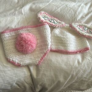 Bunny ears and tail for newborn -6mo approx